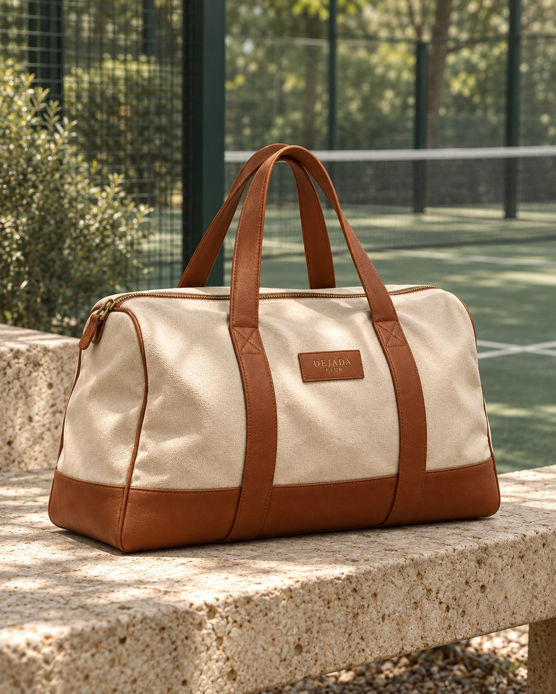 The kit bag on a courtside bench