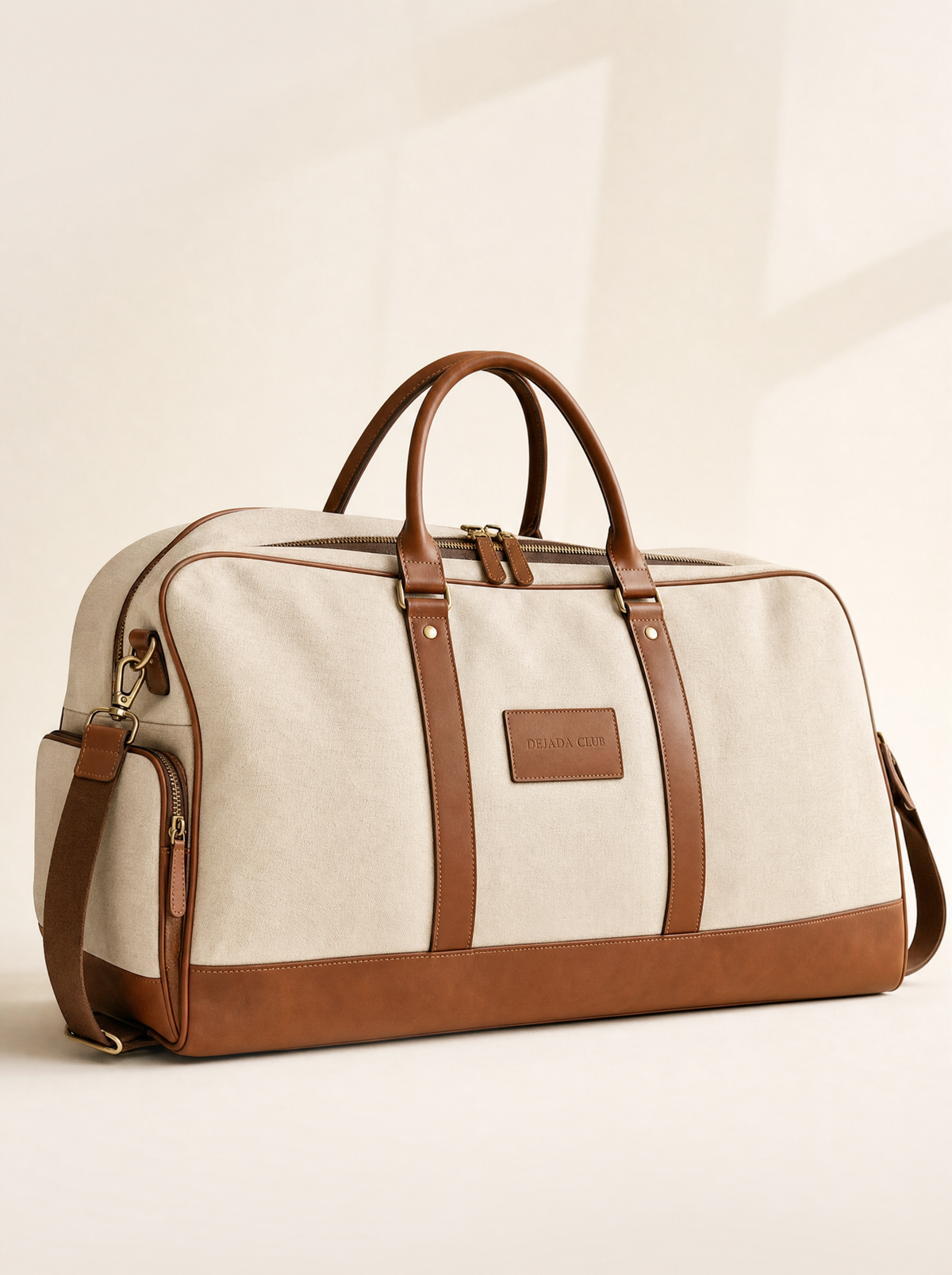 Dejada Club kit bag in canvas and cognac